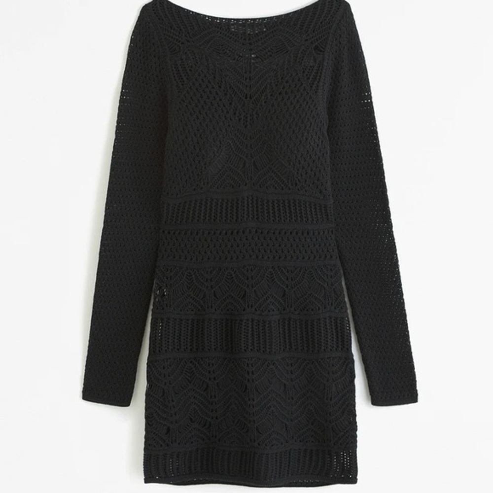 Abercrombie + Fitch Long-sleeve Crochet Mini Dress